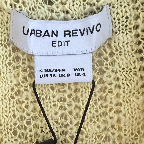 NWT Urban Revivo Women's Yellow Ribbed Knit Long Sleeve Sweater Cardigan size 4 - Picture 5 of 9